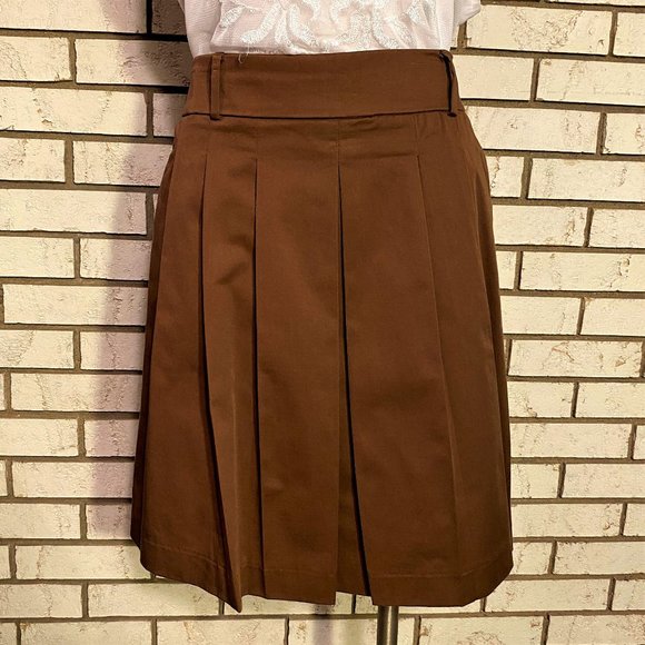 Zara Basic | Brown pleated side zip skirt SZ L